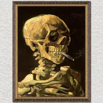 Художественный холст в рамке, картина Ван Гога, Абстрактный череп, Отдел домашнего декора, Натюрморт ручной работы, Современная настенная картина, золото