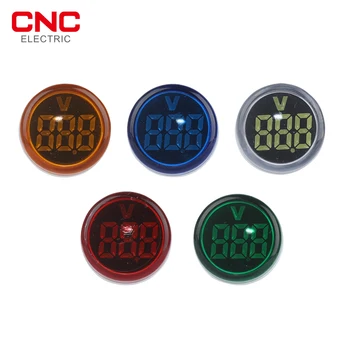 CNC 1 шт., мини цифровой вольтметр 22 мм, круглый, AC 12-500 В, Тестер напряжения, измеритель, монитор, светодиодный индикатор мощности, 5 цветов