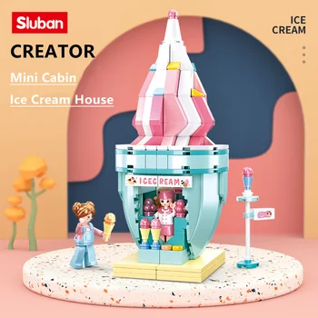 Sluban Building Block Toys Girls Dream Creator B0917 Домик мороженого 247 шт., кирпичи для мини-домика, совместимость с ведущими брендами