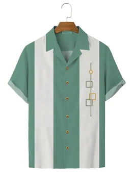 Гавайская рубашка для мужчин, летняя модная пляжная карманная уличная одежда Y2k, ретро-лагерная хлопковая смесь, винтажные рубашки для боулинга 50-х годов