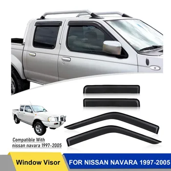 Дефлекторы окон, защитные стекла для Nissan Navara D22 1997-2005, тонированная защита от дождя, клей, Двойная кабина, 4 шт./компл.