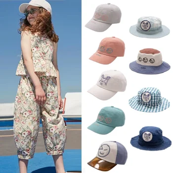 Детская шляпа 2023, Летняя новинка, Мультяшная Модная бейсболка с защитой от солнца, Хлопковая Милая шляпа с утиным язычком для девочек, Детская одежда