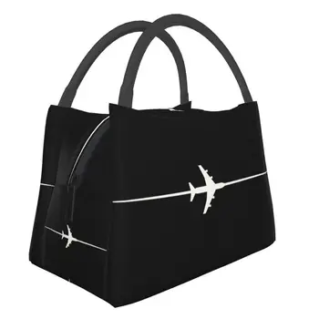 Авиационный самолет, пересекающий термоизолированную сумку для ланча, Женский самолет-авиатор, многоразовый ланч-бокс для школьного питания, сумки для пикника