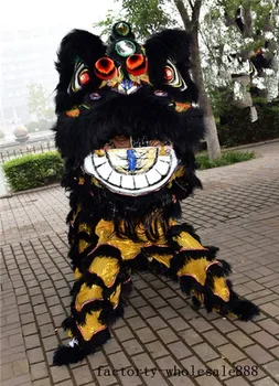 Новый Костюм Талисмана Танца Льва из шерсти китайского Народного искусства Southern Liona для двух взрослых, Черная реклама игры для косплея