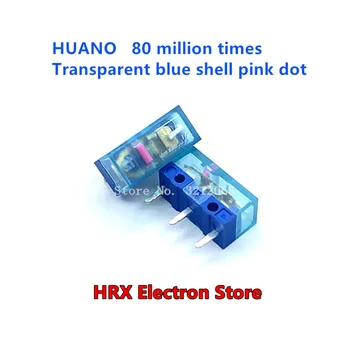 HUANO Прозрачная Синяя Оболочка Розовая Точка Мышь Микропереключатель Срок службы кнопки 80 миллионов