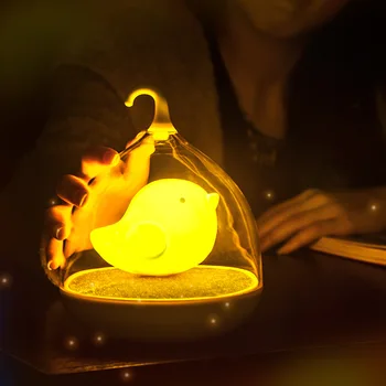 Светодиодный сенсорный ночник в виде птичьей клетки, USB Перезаряжаемый Атмосферный светильник, Подарок для украшения дома, светильник в стиле Фэнтези, подарок к Празднику