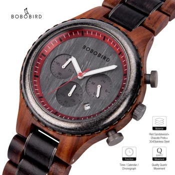 Деревянные часы BOBO BIRD для мужчин, персонализированные часы с хронографом с гравировкой и автоматической датой, Антикварные военные наручные часы