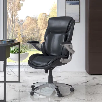 Большое и высокое офисное кресло Serta с 3-D активной спинкой Для офисных менеджеров с сиденьем из пены с эффектом памяти, черная клееная кожа