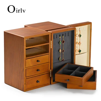 Органайзер для ювелирных изделий Oirlv, 5-слойный Деревянный ящик для хранения ювелирных изделий, Пылезащитный ящик для ювелирных изделий из массива дерева