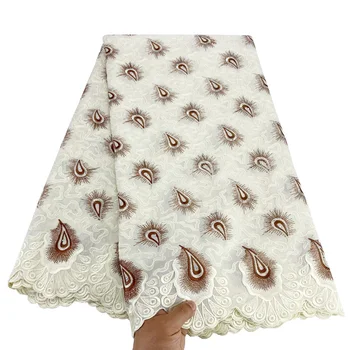 Высококачественные швейцарские хлопчатобумажные вуалевые кружева Нигерийские ткани 5 ярдов 067 ASO EBI Вышивка для свадебной вечеринки
