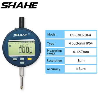 SHAHE IP54 Цифровой индикатор 0-12,7/25,4/50,8 мм 1 мкм Электронный индикаторный датчик Перезаряжаемая Батарея