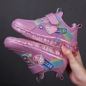2021 Весна Лето Модная Детская обувь С Сетчатыми кроссовками Детские Дышащие кроссовки Для бега Повседневная спортивная обувь для девочек и мальчиков розовый
