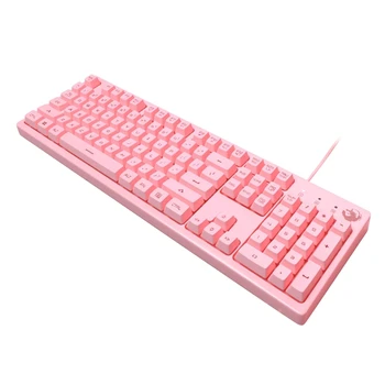 Механическая игровая клавиатура 104 Клавиши, Проводные клавиатуры с белой подсветкой, двухцветный чехол для ноутбука для геймеров