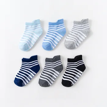6 Пар/лот, Детские нескользящие хлопчатобумажные носки-лодочки Для мальчиков и девочек, Носки в пол с глубоким вырезом, Детские носки с резиновыми ручками, четыре сезона, от 1 до 6 лет