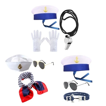 Шляпа капитана-моряка для детей и взрослых, реквизит для костюмированной вечеринки с моряками, солнцезащитные очки, шляпа капитана для вечеринки с моряками
