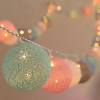 20 светодиодных ватных шариков, Гирлянда, Гирлянды, Рождественская фея, гирлянды для праздничной Свадьбы, украшения дома для Рождественской вечеринки