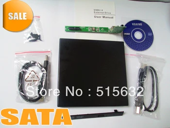 Тонкий внешний корпус USB 2.0 для привода SATA CD DVD 12,7 мм