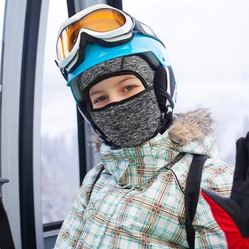 Детская лыжная маска, зимний матовый флисовый теплый головной убор, маски, ветрозащитные, холодостойкие, утолщенные для мальчиков и девочек, маски для сноуборда