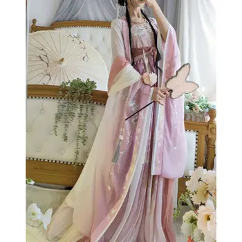 Китайское Традиционное Платье Ханфу, Комплект С Вышивкой, Повседневная Тонкая Летняя Женская Одежда, Косплей 2023, Китайская Одежда