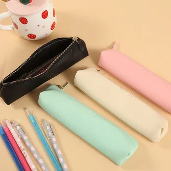 Цветной мини-пенал, простая милая сумка-карандаш из искусственной кожи для девочек, детский подарок, канцелярские принадлежности Kawaii, школьные принадлежности для хранения
