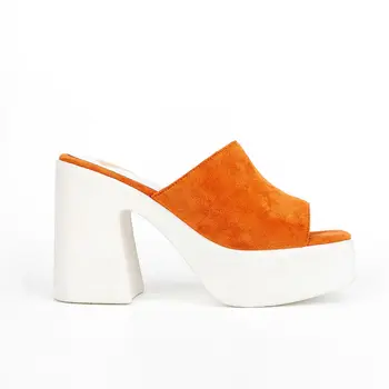 Новый Стиль, Однотонные Тапочки на высоком Каблуке с Квадратным Носком, Летняя женская обувь на Мелкой Подошве, Zapatos Mujer