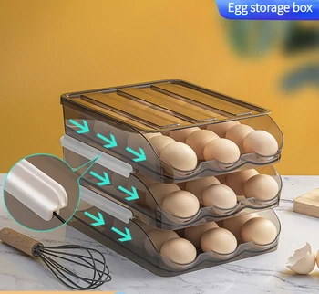 На кухне можно разложить коробку для яиц. Бытовая Прозрачная коробка для хранения свежих яиц выдвижного типа Содержит яйца