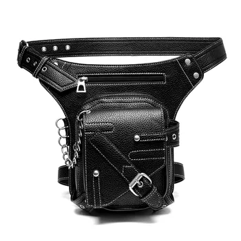 Ретро Цепь Мотоциклетная из искусственной кожи в стиле стимпанк, Поясная сумка для ног, Уличная сумка на плечо, поясная сумка для мобильного телефона, Поясные сумки для кошелька, поясная сумка