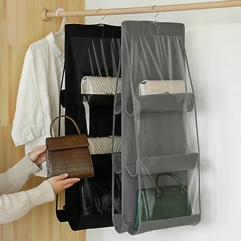 Черная сумка-органайзер с 6 карманами, Складная сумка из ткани Оксфорд, сумка для хранения в семейном шкафу, спальне