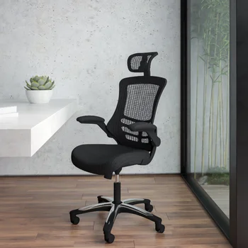 Роскошная мебель Kelista, Черное сетчатое поворотное эргономичное офисное кресло для руководителей с откидывающимися подлокотниками