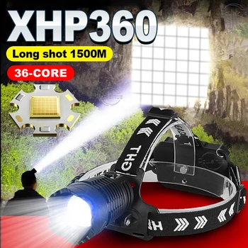 Супер XHP360 Мощный светодиодный Налобный фонарь USB Перезаряжаемые Налобные Фонари Высокой Мощности Головной Фонарик XHP199 Фара 18650 Фонарь Для Кемпинга