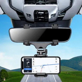 Автомобильное зеркало заднего вида, держатель для телефона, подставка для телефона и GPS, Универсальный Вращающийся Регулируемый Телескопический кронштейн для телефона и GPS