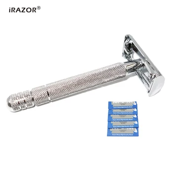 iRAZOR Профессиональная безопасная бритва с двойным краем, мужская бритва, Парикмахерская, аксессуары для бритвенного станка с лезвиями
