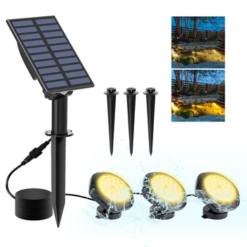6000 К/3000 К Солнечные подводные фонари Открытый Солнечный светодиодный светильник для бассейна Декоративные светильники для пруда, фонтана, аквариума, патио, газона