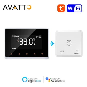 Умный термостат AVATTO WiFi, беспроводной регулятор температуры Tuya RF для нагрева воды в газовом котле, управление с помощью Alexa Google Home