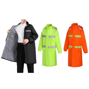 Длинное Водонепроницаемое флуоресцентное рабочее пальто, Рабочая одежда с высокой видимостью, Защитный скрытый капюшон, Мигающий капюшон от дождя, Прямая доставка