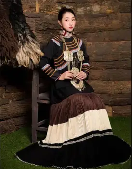Китайская Народная ткань Liang shan Yi, Женское платье, Традиционный Этнический Древний костюм, Весенняя Традиция