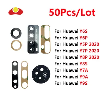 50 Шт. Стеклянный Объектив задней камеры Для Huawei Y9S Y8S Y6s Y7A Y9A Y5P Y6P Y8P Y7P 2020 С клеевой ремонтной деталью