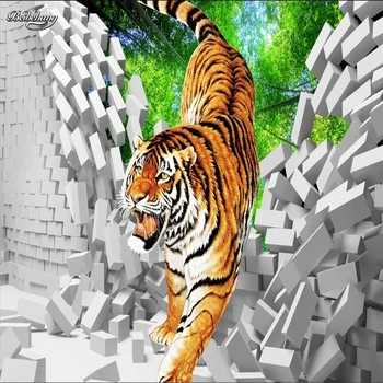 beibehang 3D фотообои Могучий тигр, настенное покрытие для гостиной, столовой, кабинета, большая настенная роспись, современная живопись