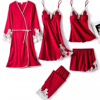Кружевное Кимоно, Халат, Женский атласный халат, Пижамы, Тонкая весенняя Новая ночная одежда с V-образным вырезом, Сексуальное интимное белье, ночная рубашка
