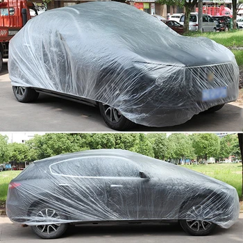 Универсальный прозрачный автомобильный чехол с эластичной лентой, Полиэтиленовый пластиковый прозрачный защитный экран для автомобиля, автомобильные чехлы для автомобилей с эластичной лентой