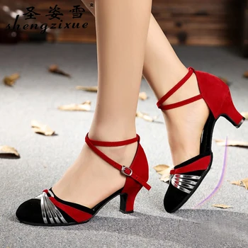 WUXIJIAO/Черные бархатные туфли для латиноамериканских/современных танцев; женские туфли для квадратного танца для взрослых; обувь для бальных танцев; обувь для самбы и танго