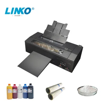 Модифицированный LINKO принтер L1800 DTF CMYK и белый принтер для термопрессовки ПЭТ-пленки и термоплавкого порошка