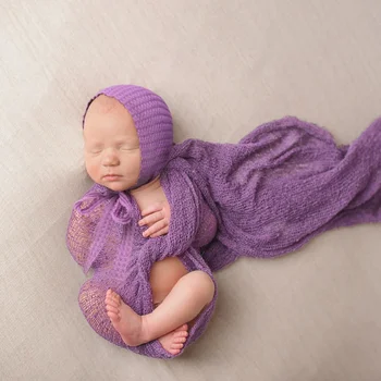 Европейское и американское детское полотенце для фотосъемки, Одеяло для пеленания новорожденных, Набор шляп, реквизит для фотосъемки, детская ткань, комплект из 2 предметов 0-6