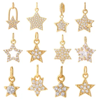 Милые подвески-подвески в виде звезды для изготовления ювелирных изделий, Медные, инкрустированные Цирконом, ожерелье 