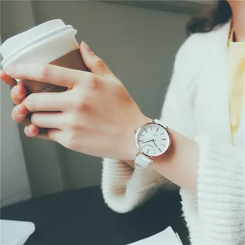 Роскошные поп-брендовые женские часы, простые стильные белые часы, модные повседневные женские наручные часы leatehr, женские часы montre femme