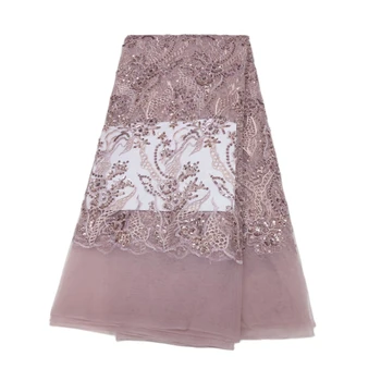 Французская кружевная ткань с блестками и бисером для женщин, Африканское тюлевое кружево, материал для вечернего платья, 5 ярдов