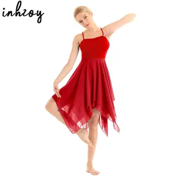 Женское Балетное платье, Элегантные Лирические платья для Балерин, Асимметричный Шифоновый современный танцевальный костюм