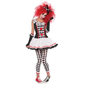 Женский забавный цирковой костюм клоуна, косплей, Карнавал, Хэллоуин, необычное праздничное платье S-2XL
