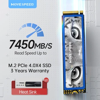 MOVESPEED M2 SSD NVMe 4 ТБ 2 ТБ 1 ТБ Внутренний твердотельный жесткий диск 7450 МБ/с./с. PCIe 4,0x4 M.2 2280 SSD-накопитель для настольного ноутбука PS5
