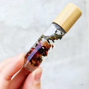 Бутылка для масла многоразового использования, 10 мл, прозрачное стекло многоразового использования со стальным роликовым шариком и бамбуковой крышкой